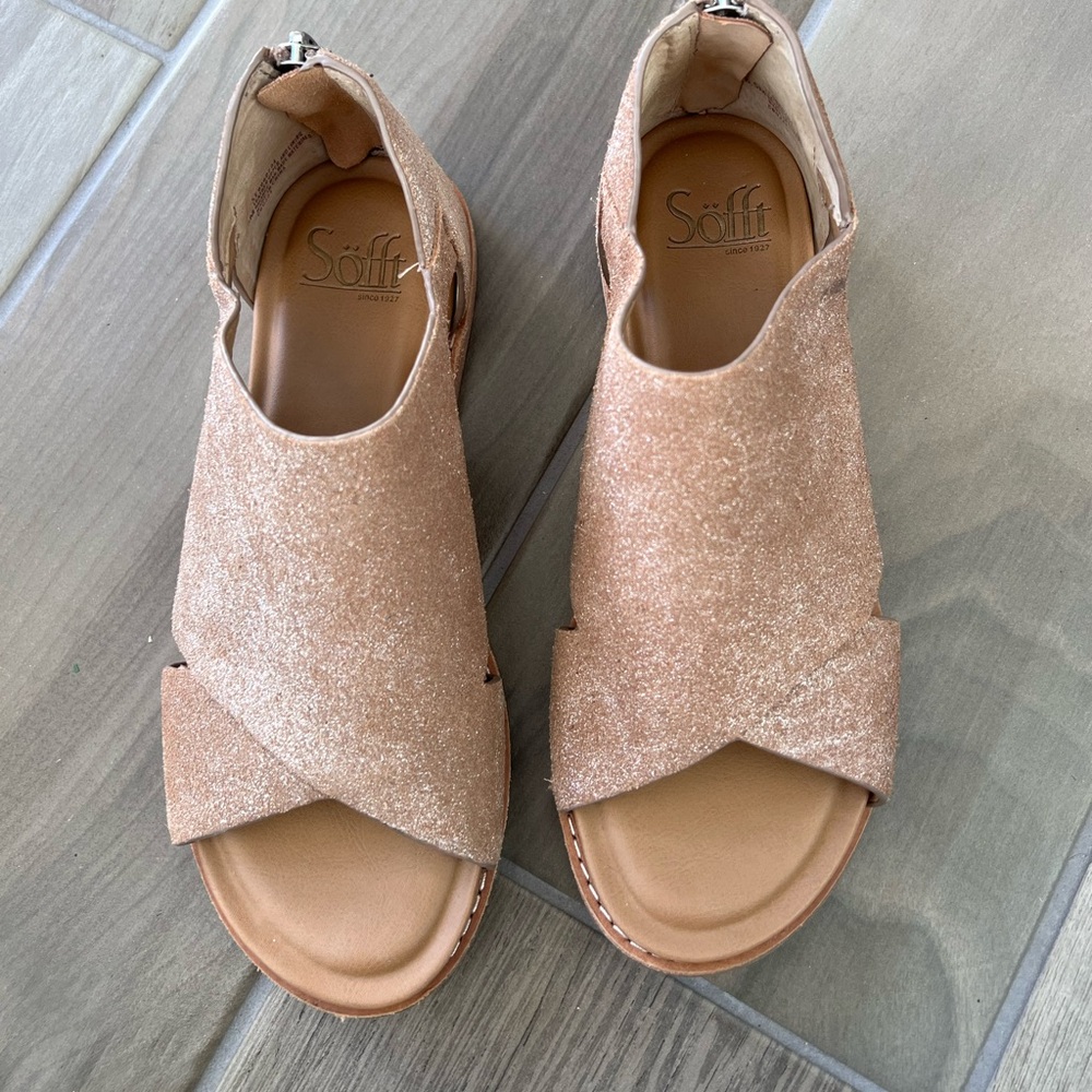 Women's Söfft Sandals in Elegant Italian Natural Metallic leather 6.5